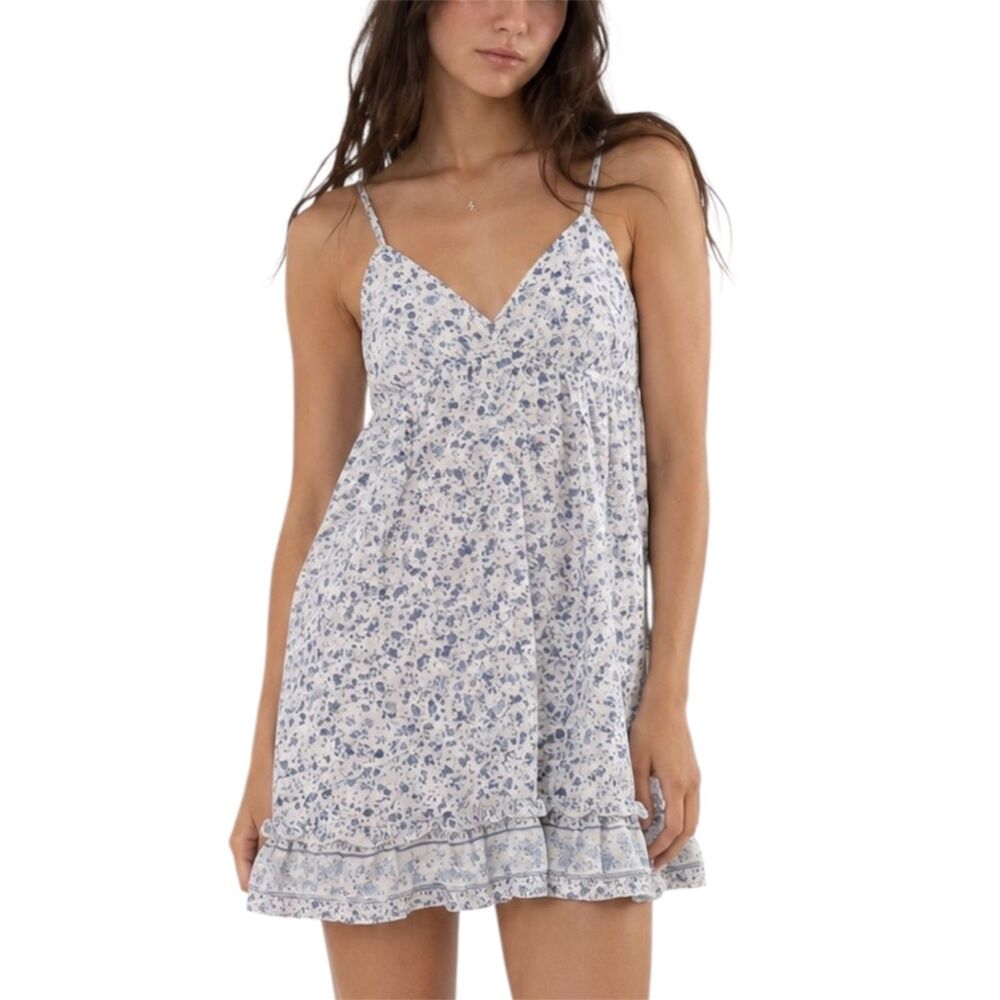 M No Boundaries Blue Floral Tiered Babydoll Mini Dress Cottagecore